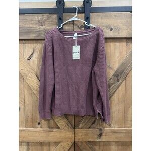 Pact Luxe Chunky Knit Boatneck  Sweater Mauve Pink Women's Sz XL New